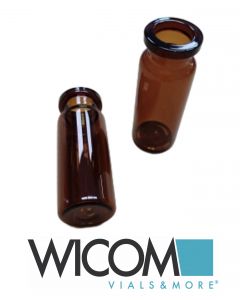 WICOM Crimp Vial, 20mm, 10ml, amber glass, 22.5x46mm, for GC Headspace